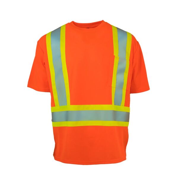Hi Vis Crew Neck Short Sleeve Safety Tee with Chest Pocket Thumbnail